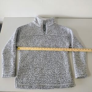 Women's Gray and White Sherpa Fleece Sweater